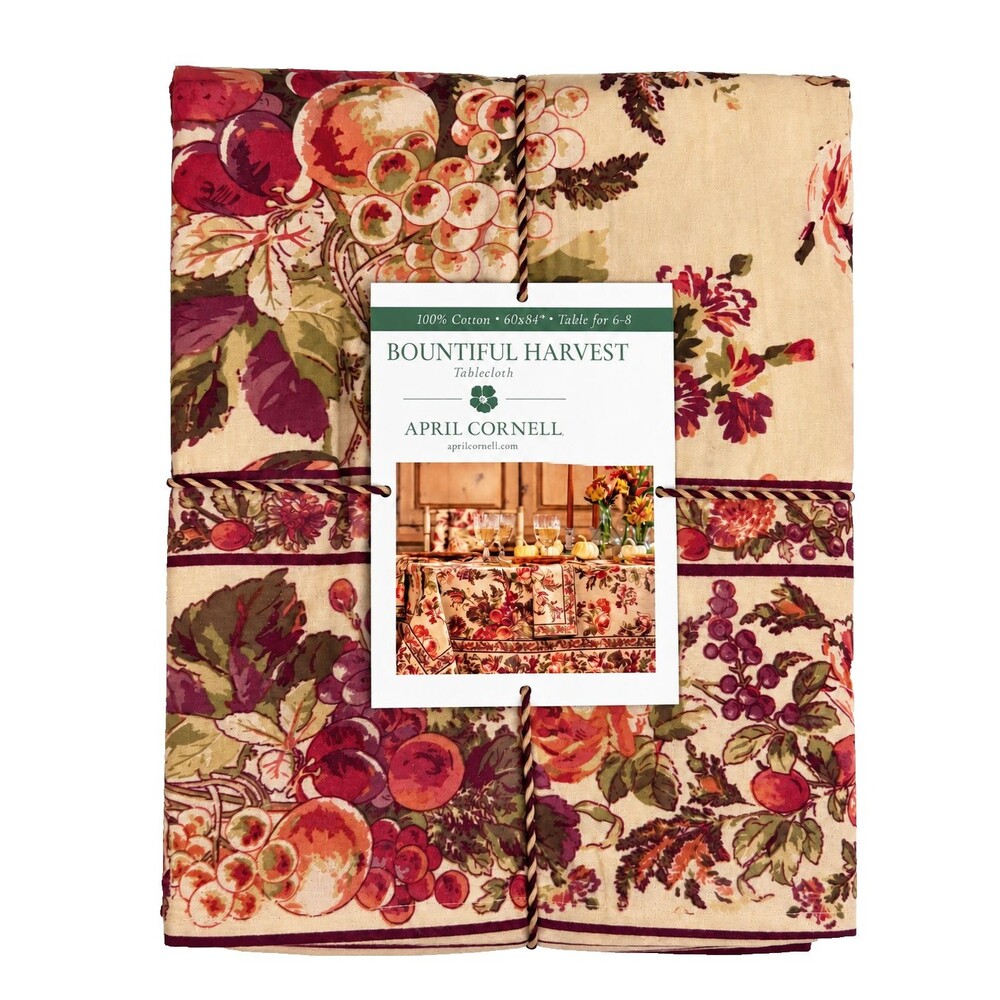 April Cornell Bountiful Harvest Tablecloth 60x84 Floral English Country Garden